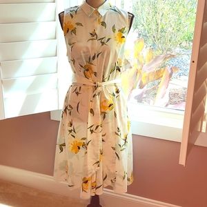 Shirt Style Cotton Blend Sleeveless Floral Dress